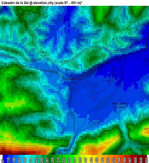 Cabezón de la Sal elevation map