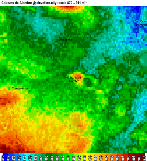 Cabezas de Alambre elevation map