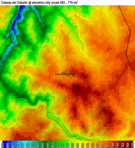 Cabeza del Caballo elevation map