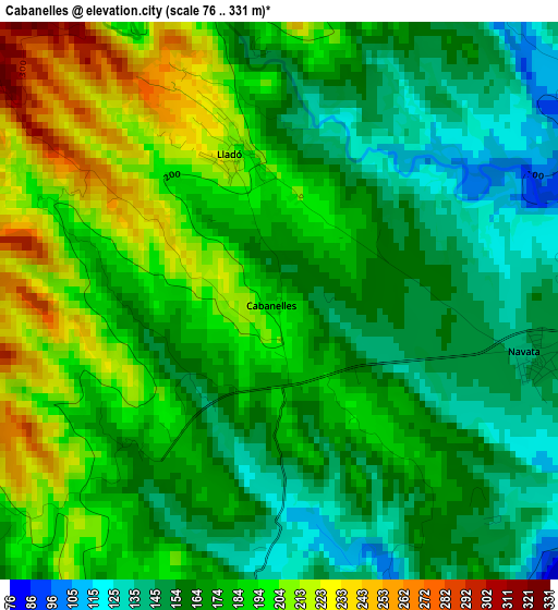 Cabanelles elevation map