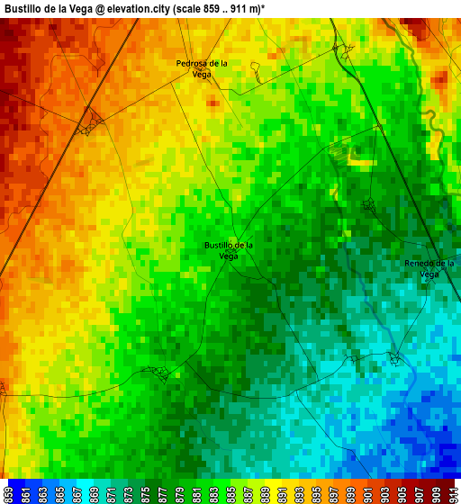 Bustillo de la Vega elevation map