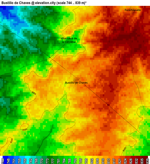 Bustillo de Chaves elevation map