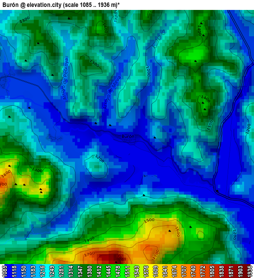 Burón elevation map