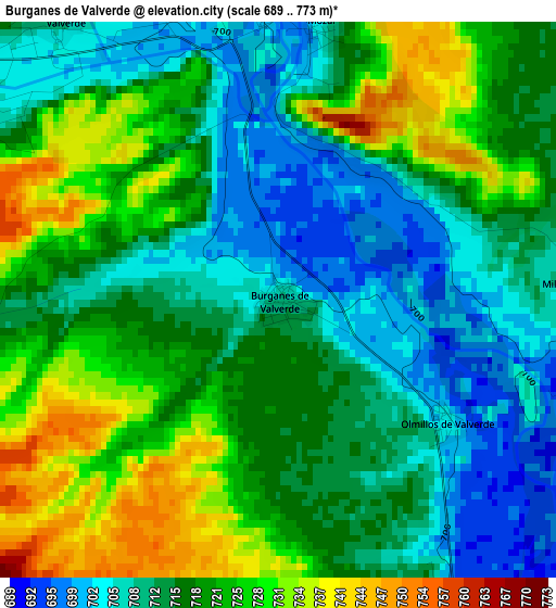 Burganes de Valverde elevation map