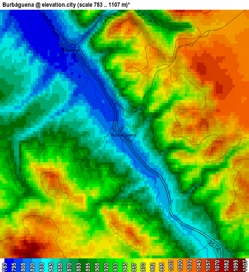 Burbáguena elevation map