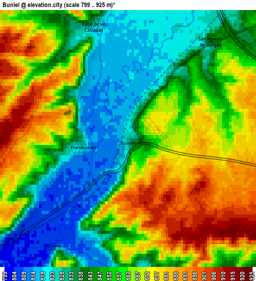 Buniel elevation map