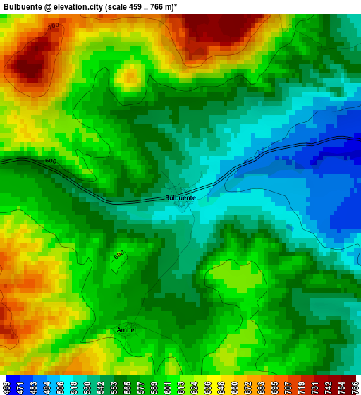 Bulbuente elevation map