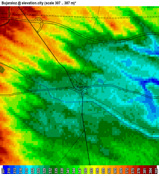 Bujaraloz elevation map