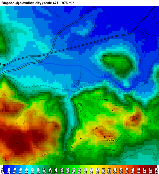 Bugedo elevation map