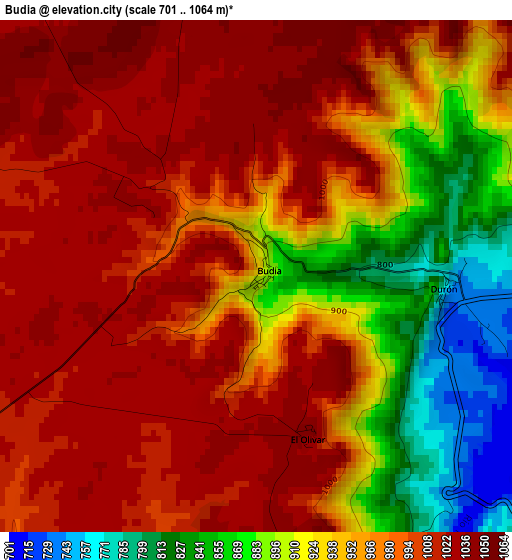 Budia elevation map