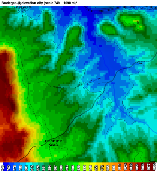 Buciegas elevation map