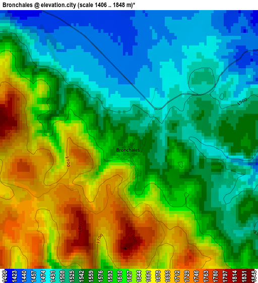 Bronchales elevation map