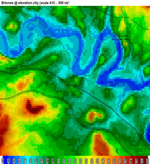 Briones elevation map