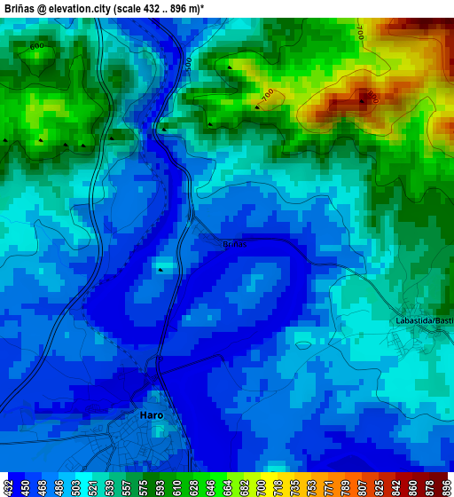 Briñas elevation map