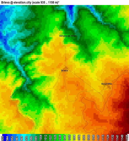 Brieva elevation map