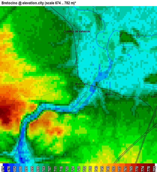 Bretocino elevation map