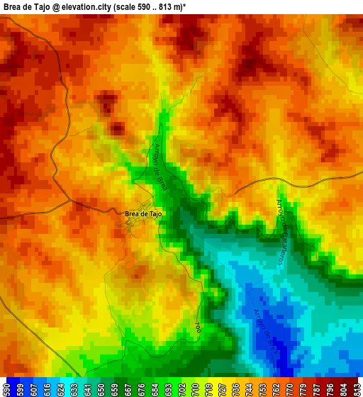 Brea de Tajo elevation map