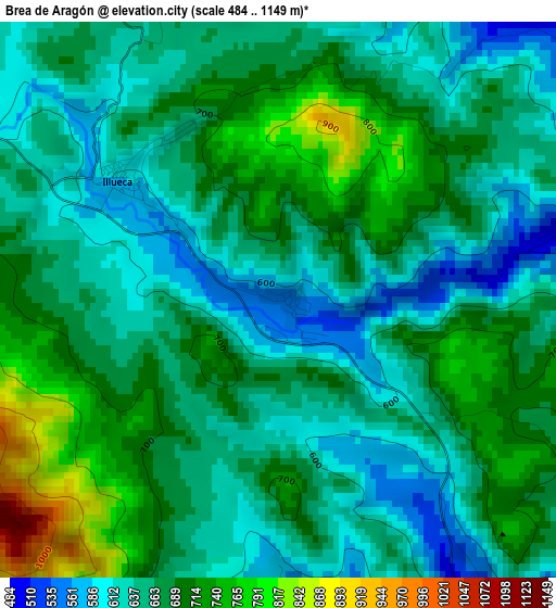 Brea de Aragón elevation map