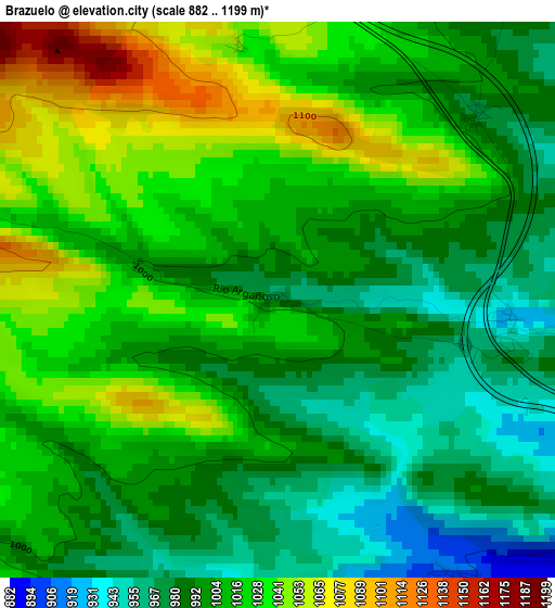 Brazuelo elevation map