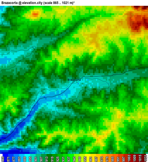 Brazacorta elevation map