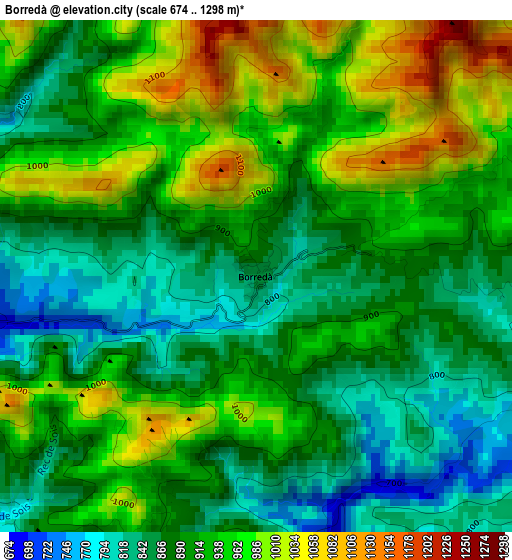 Borredà elevation map