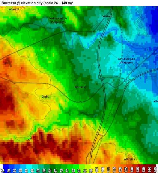 Borrassà elevation map