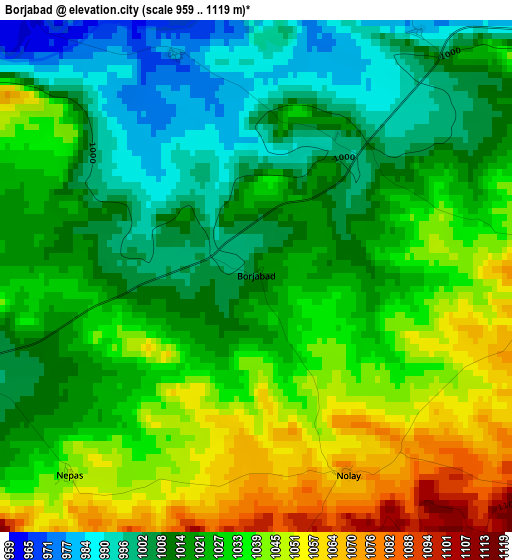 Borjabad elevation map