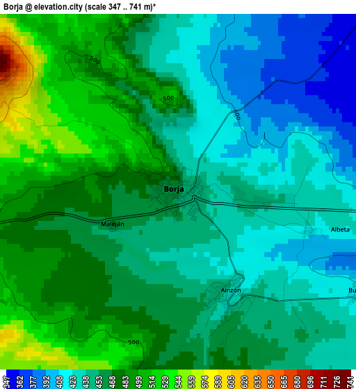 Borja elevation map