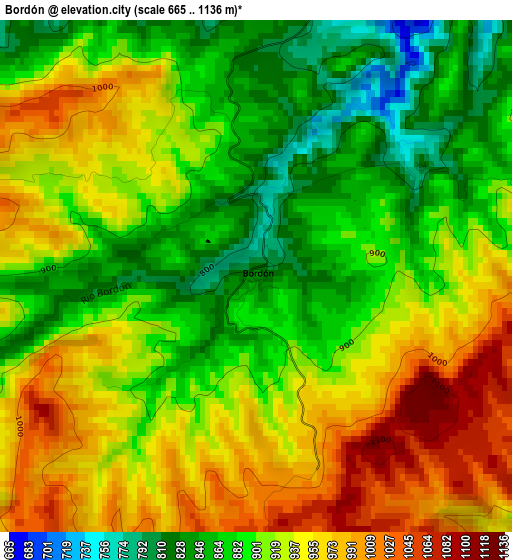 Bordón elevation map