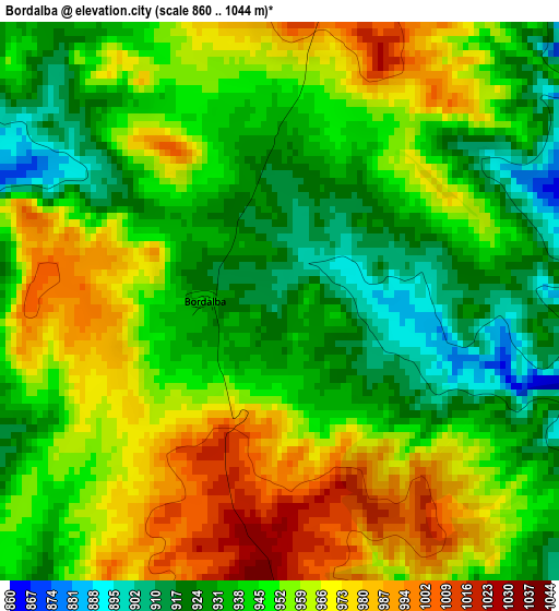 Bordalba elevation map