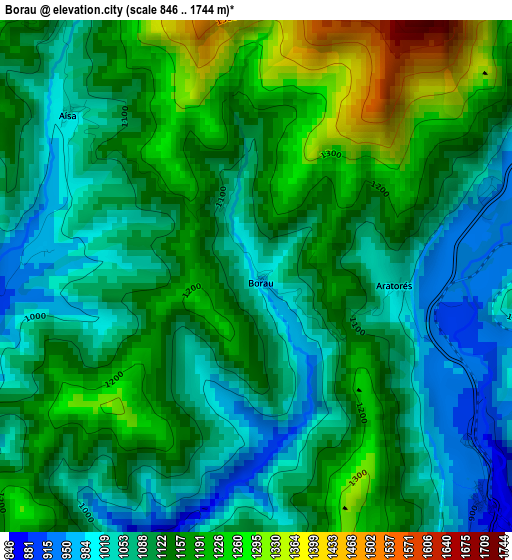 Borau elevation map