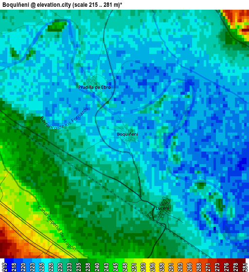 Boquiñeni elevation map