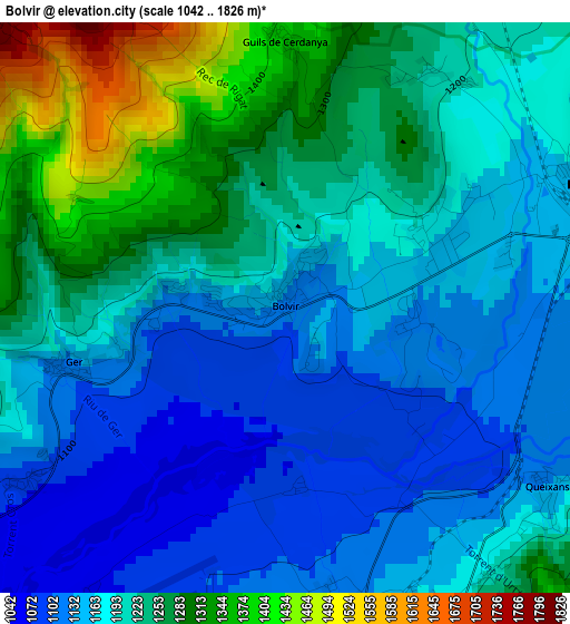 Bolvir elevation map