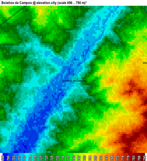 Bolaños de Campos elevation map