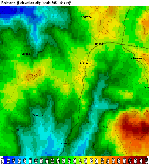 Boimorto elevation map