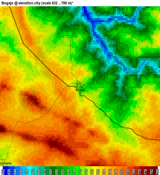 Bogajo elevation map