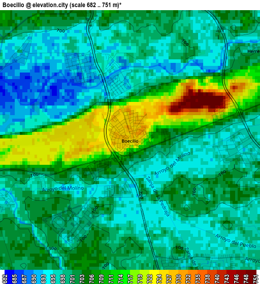 Boecillo elevation map