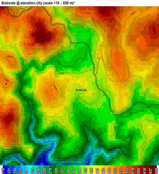 Boborás elevation map