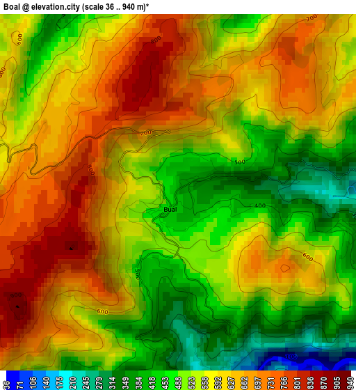 Boal elevation map