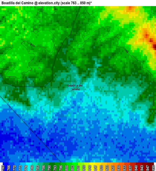 Boadilla del Camino elevation map