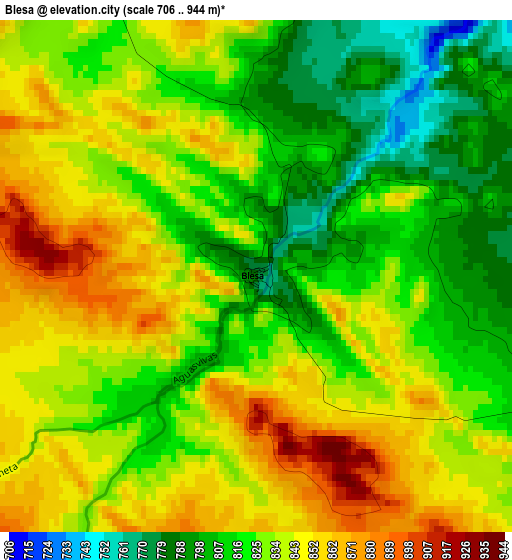 Blesa elevation map