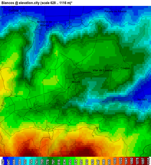 Blancos elevation map