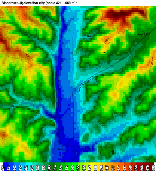 Biscarrués elevation map