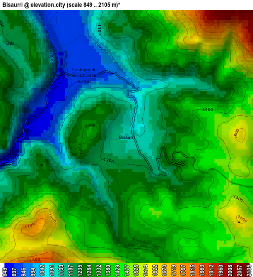 Bisaurri elevation map