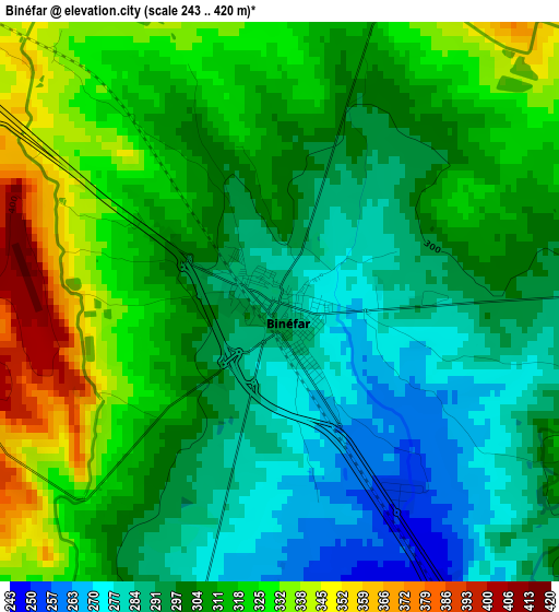 Binéfar elevation map