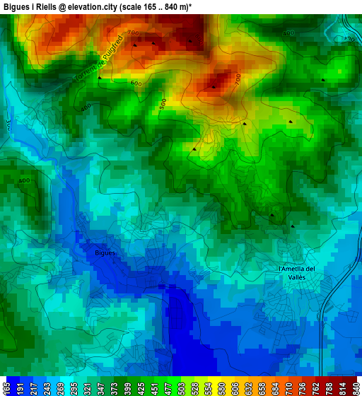 Bigues i Riells elevation map