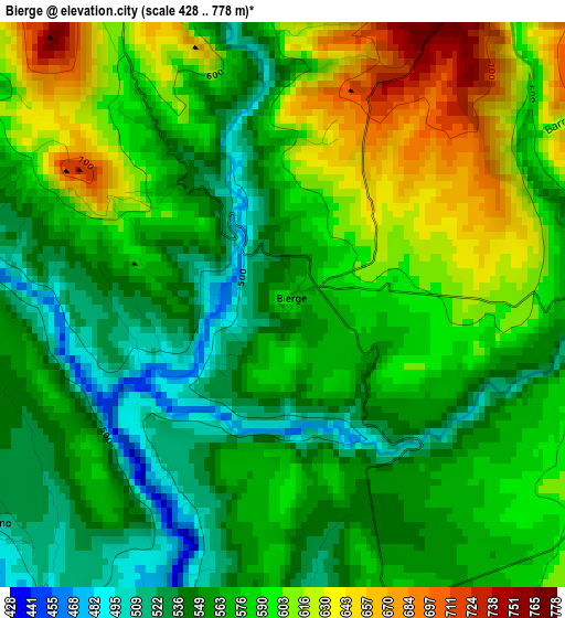 Bierge elevation map