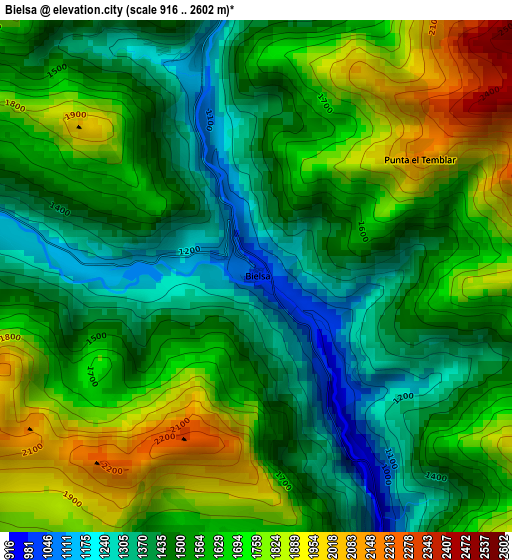 Bielsa elevation map