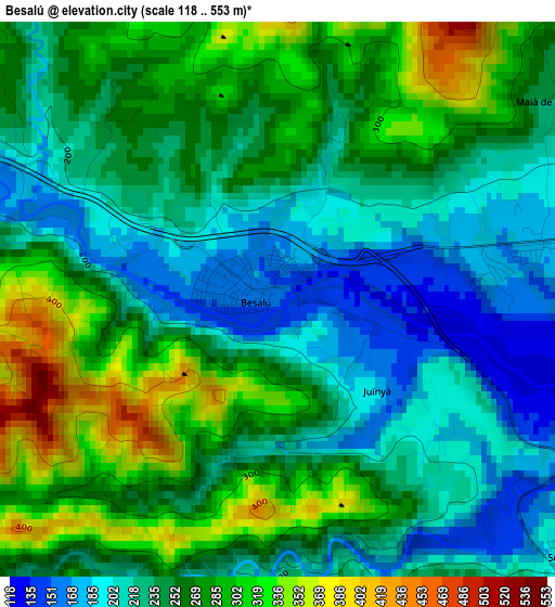 Besalú elevation map