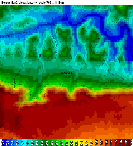 Berzosilla elevation map